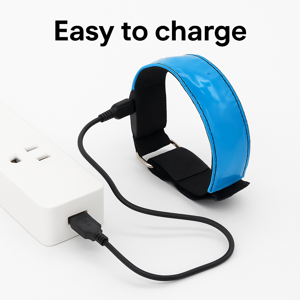 USB LED Running Armband – Rechargeable Reflective Night Safety Band