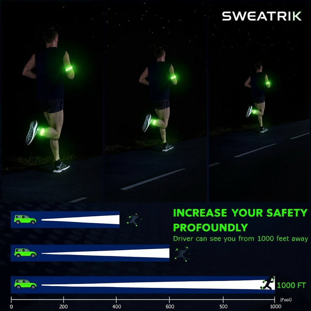 USB LED Running Armband – Rechargeable Reflective Night Safety Band