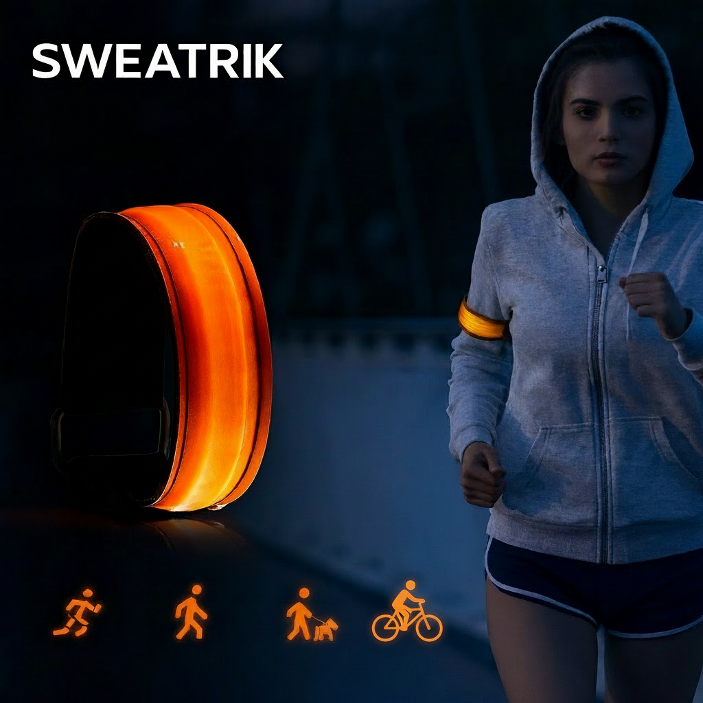 USB LED Running Armband – Rechargeable Reflective Night Safety Band