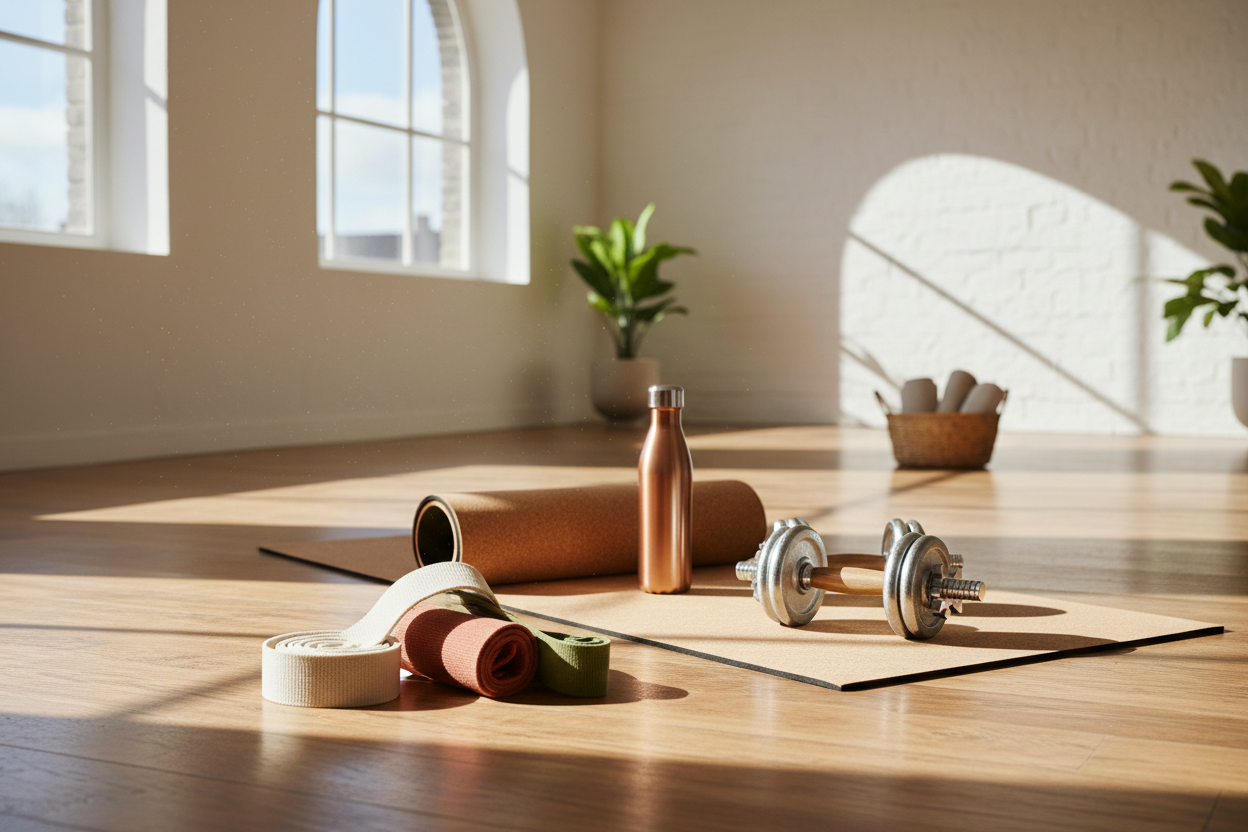 my shop is a fitness accesories shop - called sweatrik - use wooden floor studio lifestyle vibe